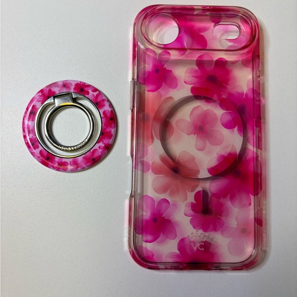 Other - Floral Pink MagSafe-Compatible iPhone Case with Matching Ring Grip